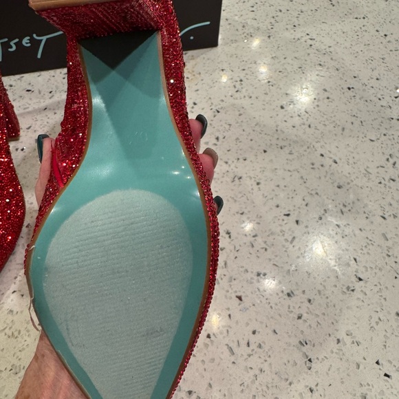Betsey Johnson CADY Sparling stones Red Booties Brand New in Box - Picture 9 of 12